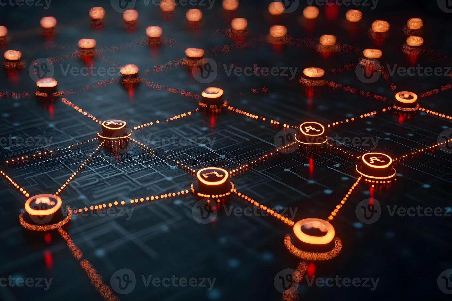 Futuristic Blockchain Network Concept with Digital Connectivity for Technology Design photo