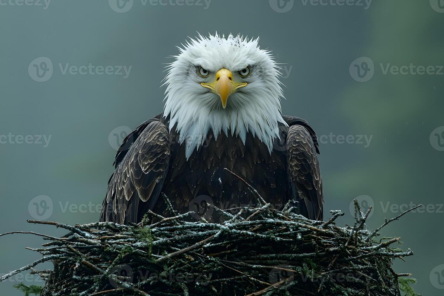 Majestic Bald Eagle in Misty Habitat - Nature Photography for Wildlife Conservation photo