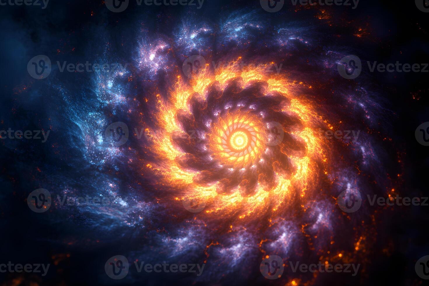 Vibrant Cosmic Spiral with Fractal Patterns for Digital Art and Design photo