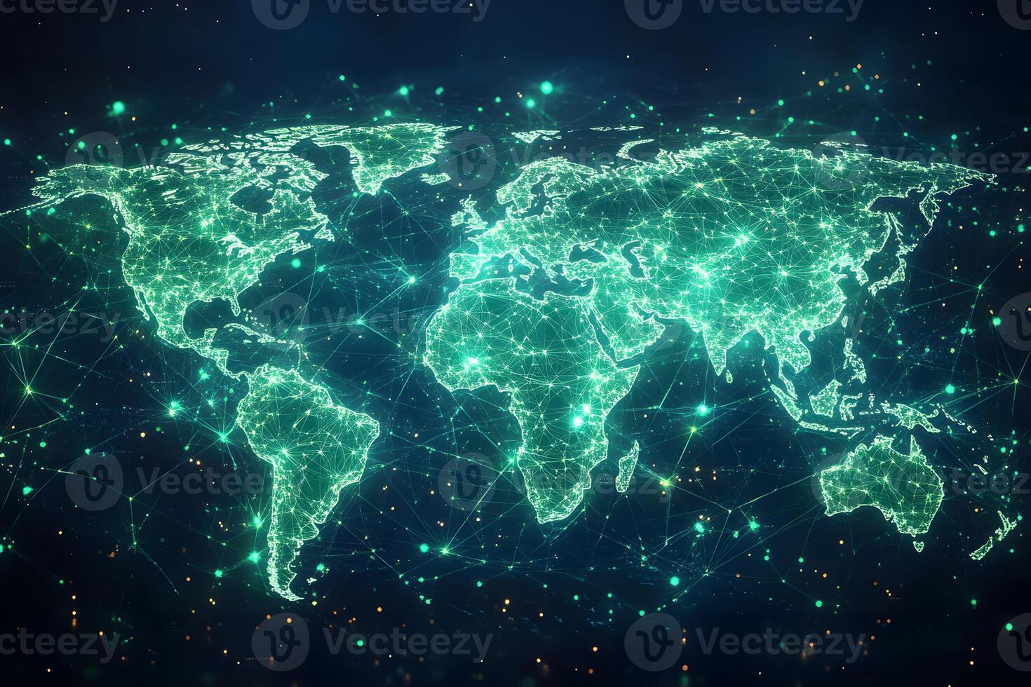Global Connectivity Network Illuminated World Map for Technology Concept Design photo