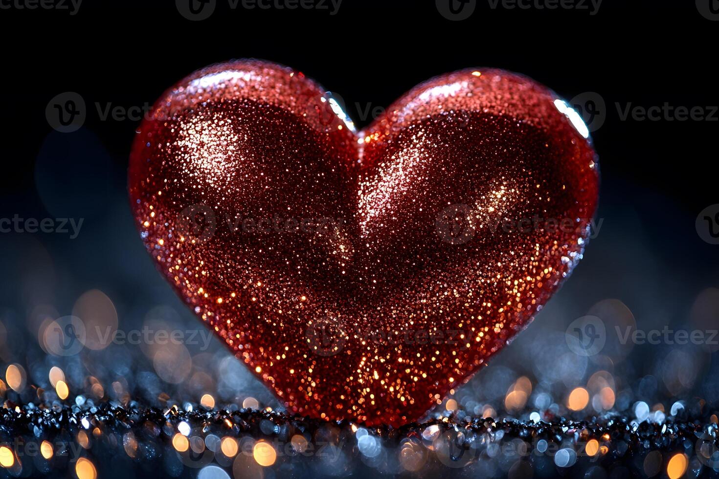Sparkling Red Heart for Romantic Valentine s Day Card Design photo