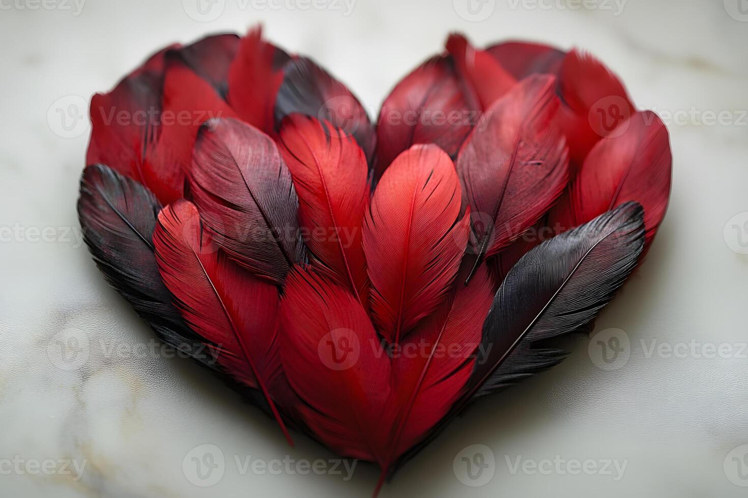 Red and Black Feather Heart Shape for Romantic Decor and Valentine's Themes photo