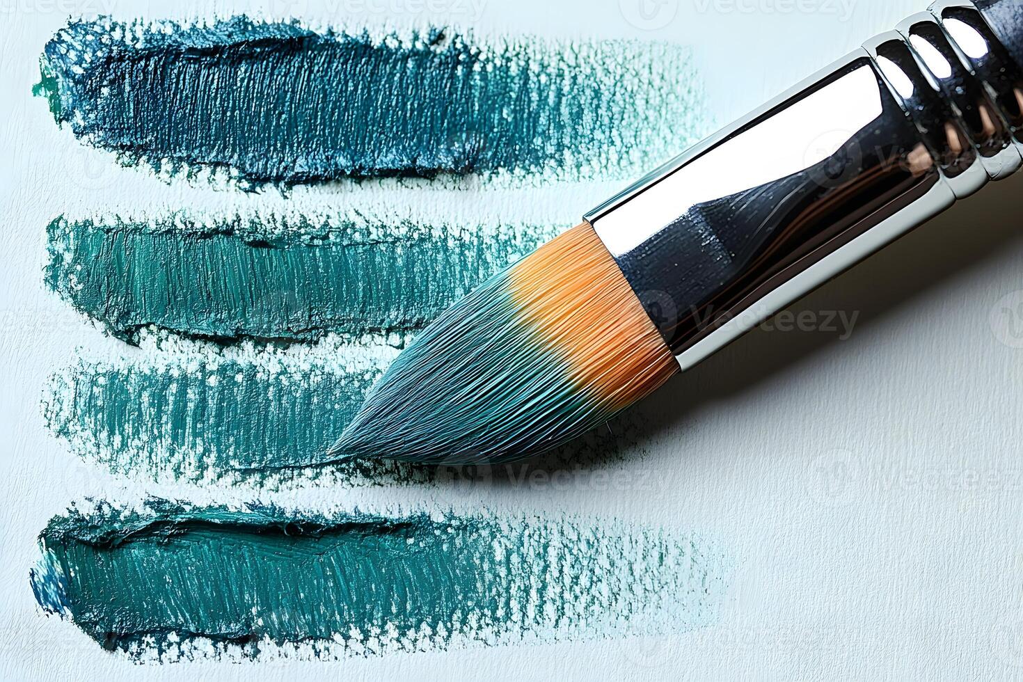 Artistic Expression with Brush Strokes and Vibrant Blue-Green Shades for Creative Design photo