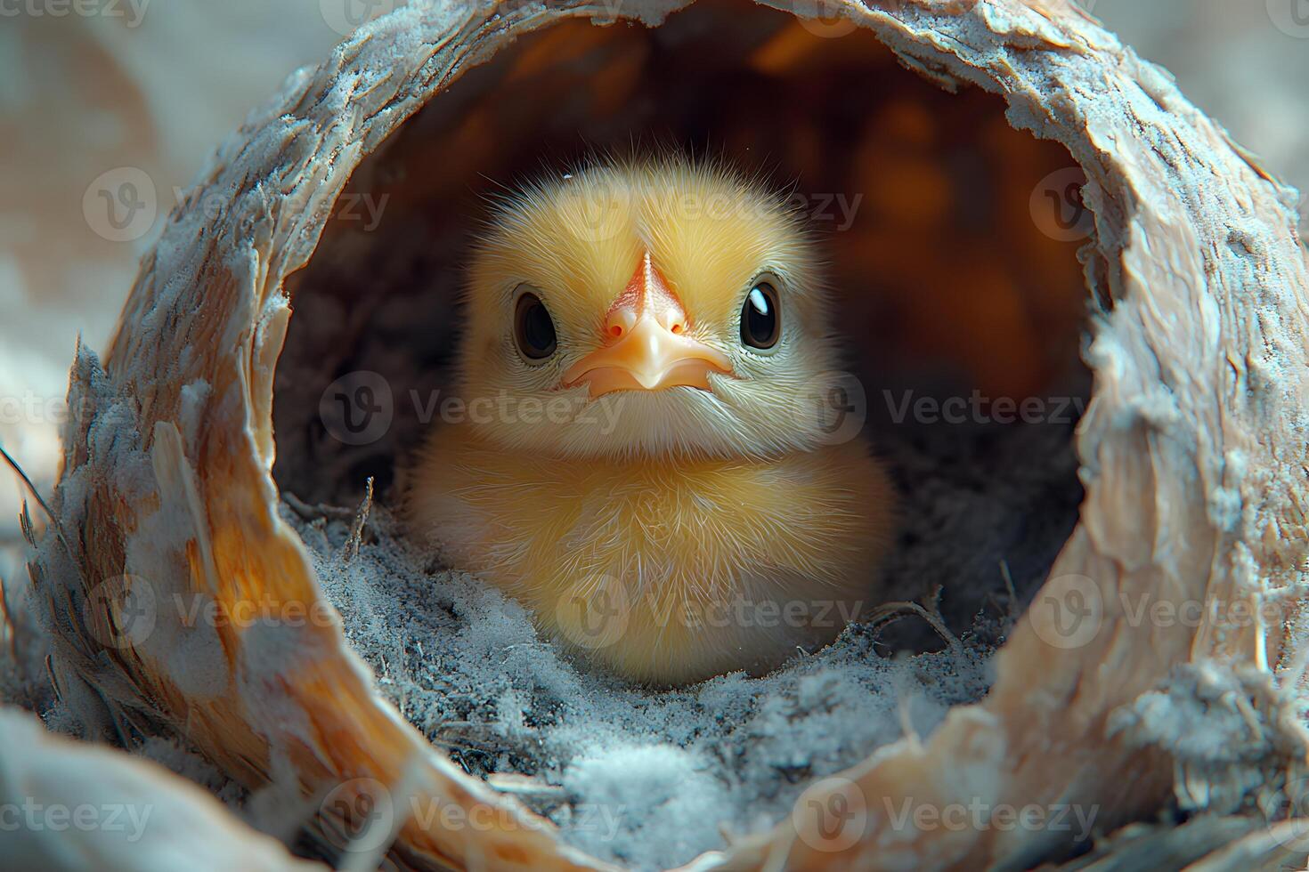 Adorable Chick Nestled in Cozy Nest Nature's Springtime Wonders for Easter Decor photo
