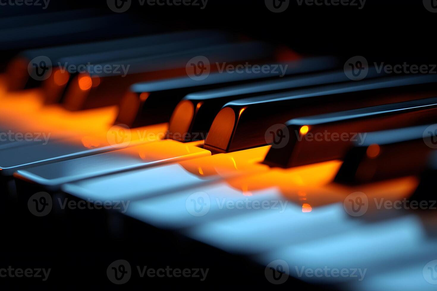 Glowing Piano Keys in Low Light Setting for Music and Art Design photo