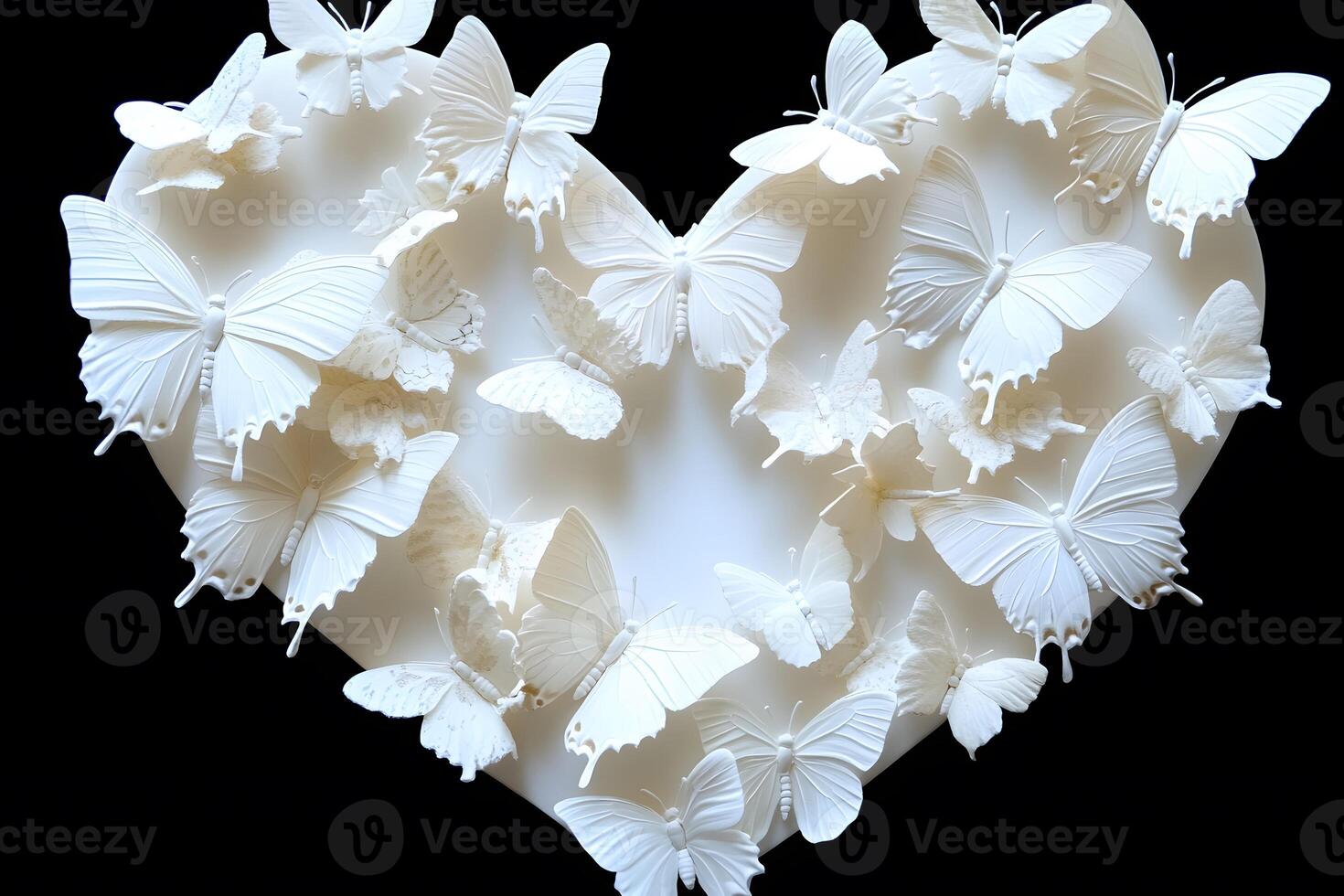 White Paper Butterflies Forming Heart Shape - Romantic Nature-Inspired Design for Decor and Art photo