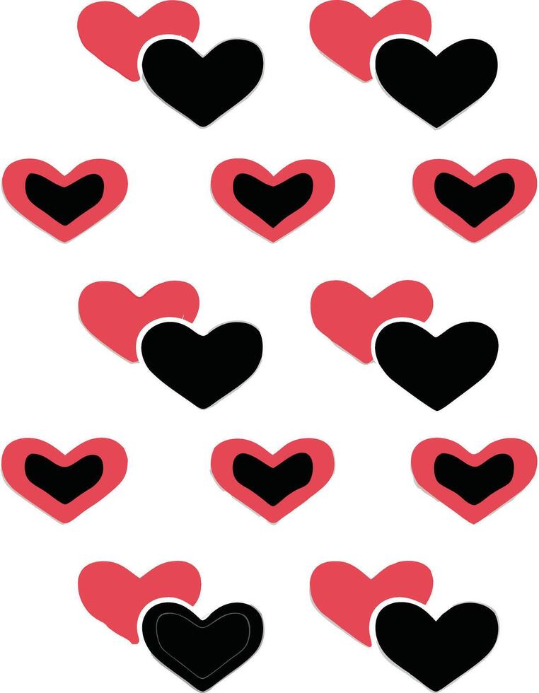 abstract heart pattern in red and black, modern love and romance themed background design vector