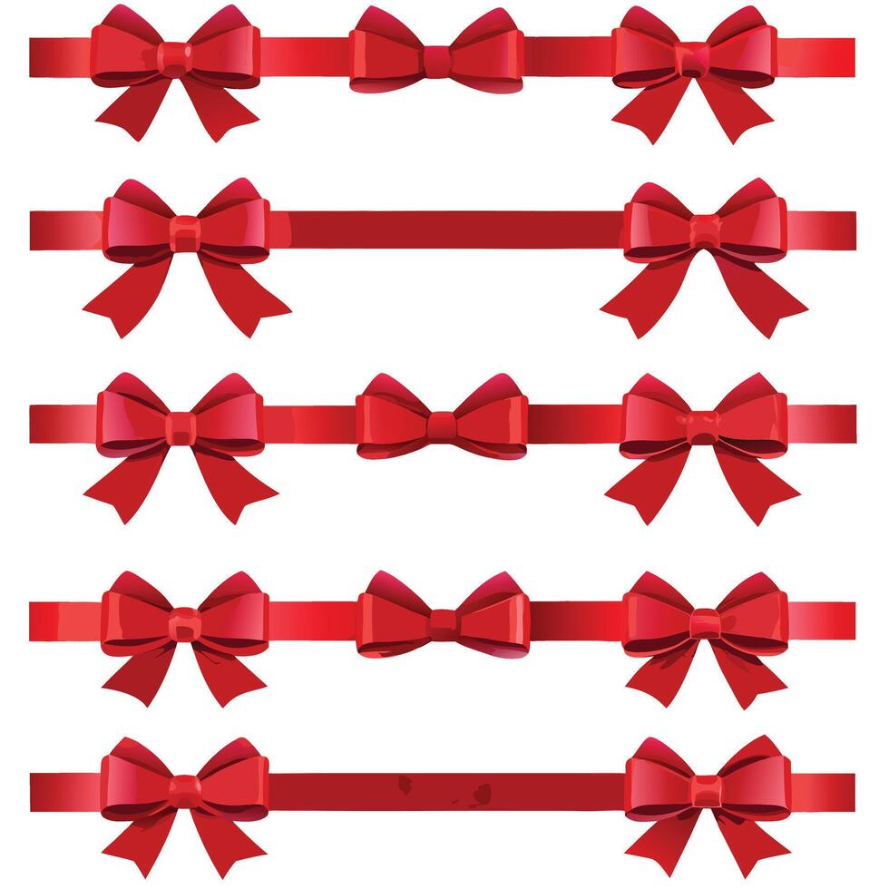 elegant red ribbon bows set festive decorative gift wrapping elements for holidays celebrations design vector