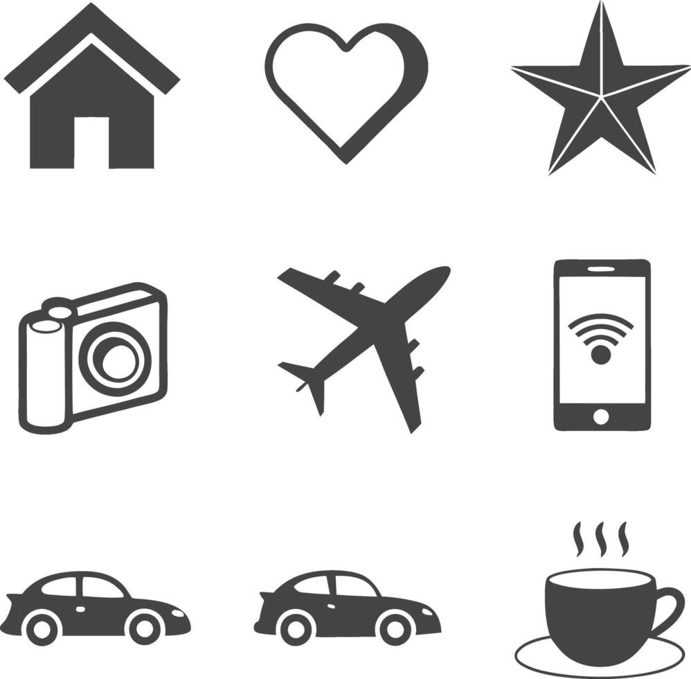 Flat Icons Representing Travel, Communication, and Leisure Activities vector