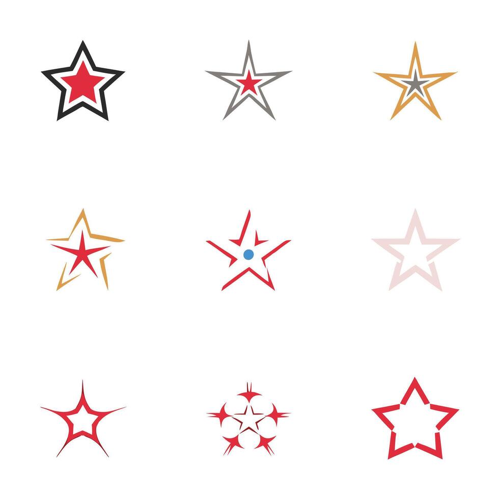 modern star icon set, colorful star symbols for branding, design, decoration, and digital projects vector