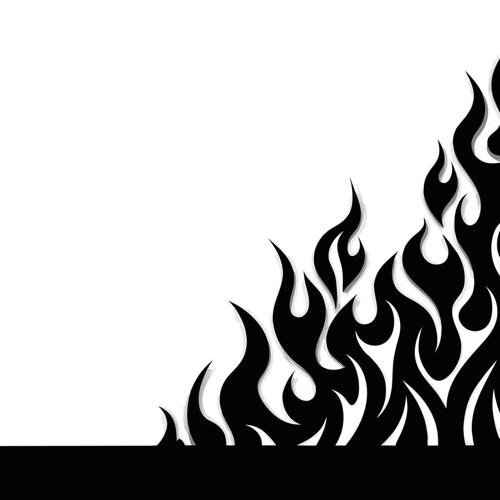 black flame silhouette on white background, abstract fire design for tattoo, decals, and graphics vector