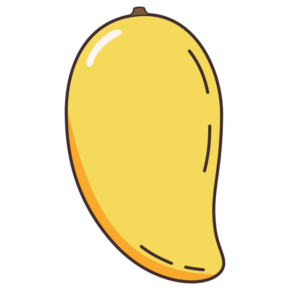 Mango healthy fruit with transparent background hand-drawn doodle illustration. png