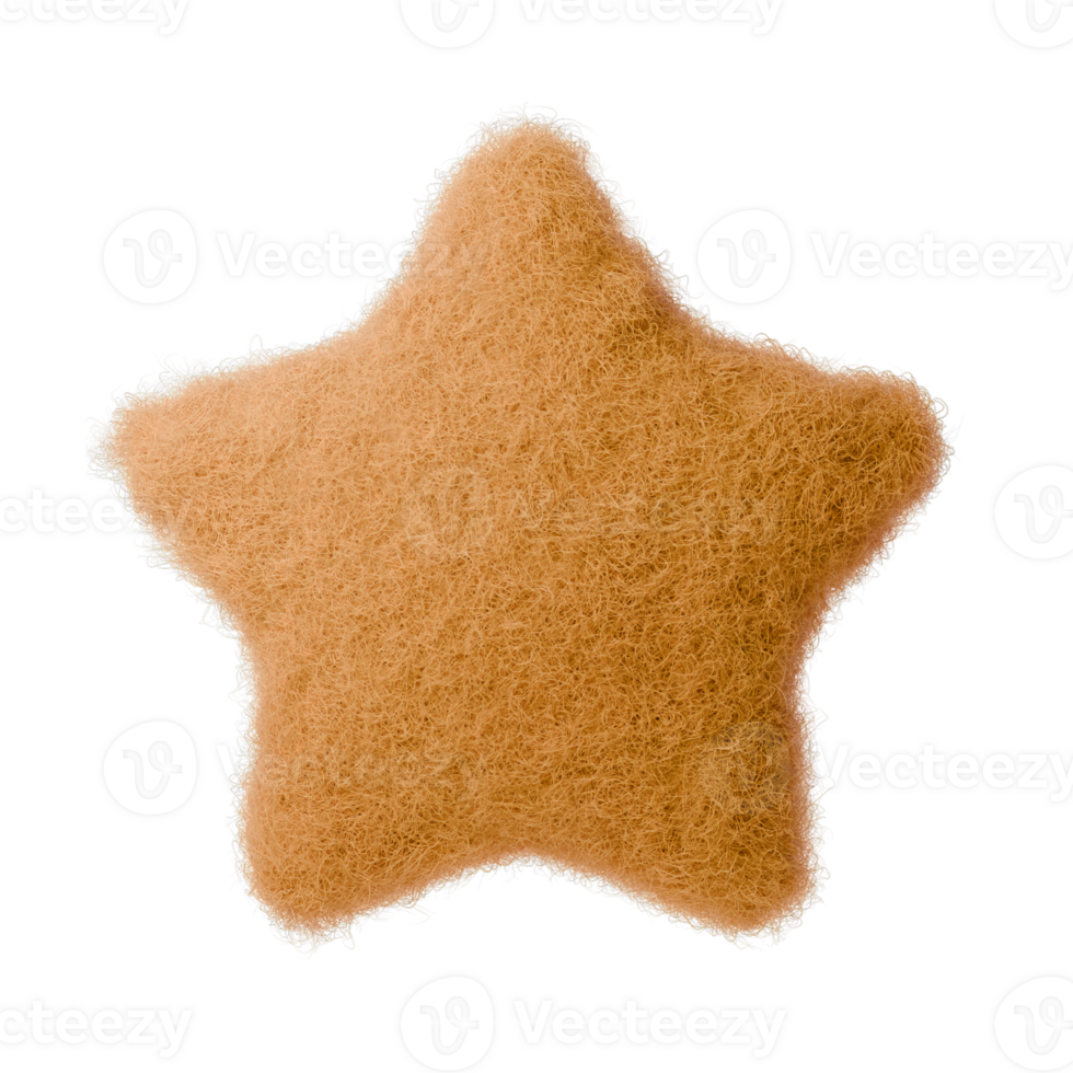 3d Soft, fuzzy star shaped in warm yellow. Perfect for creative projects, crafts, or home decor. png