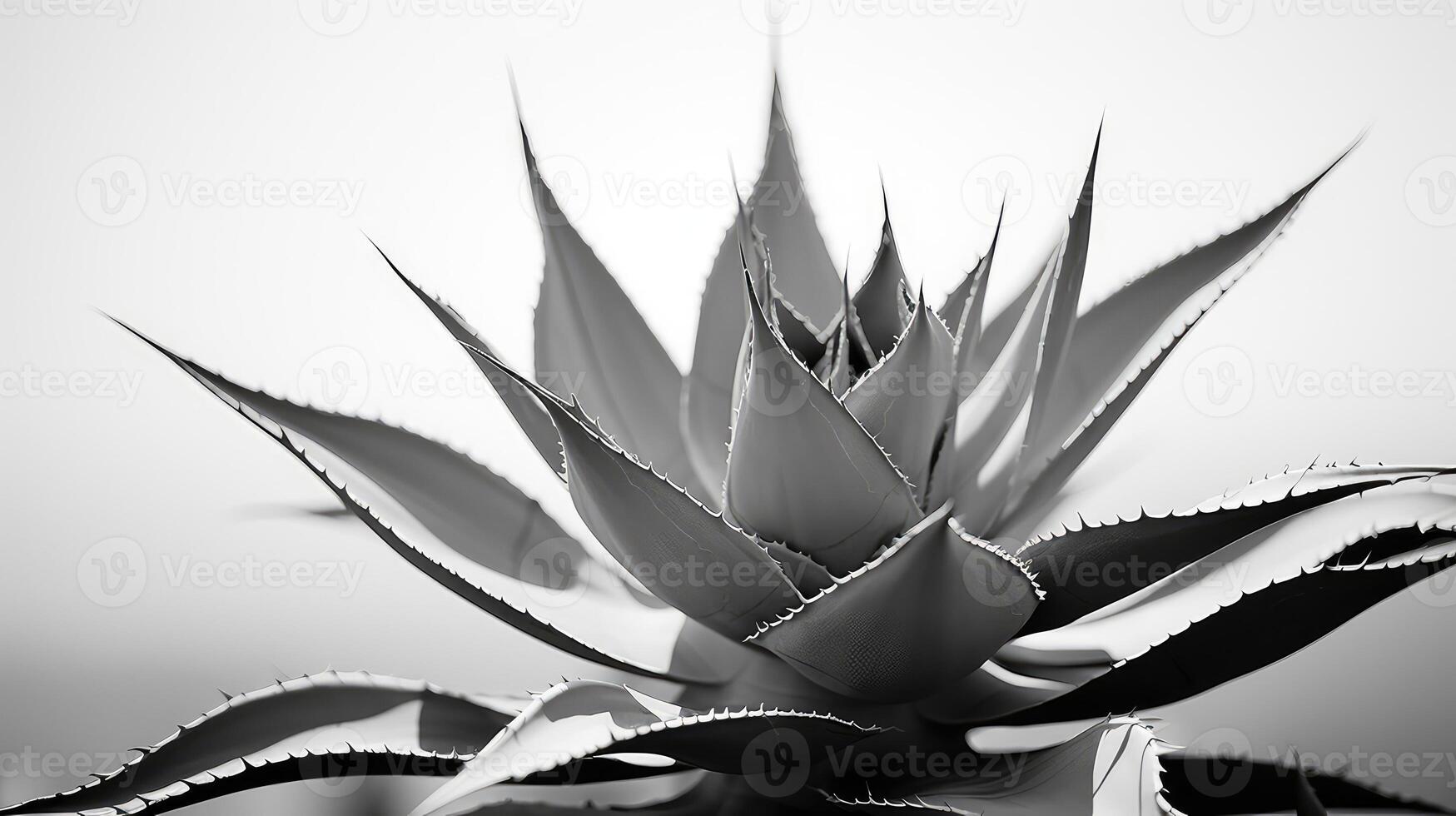 leaves agave black and white photo