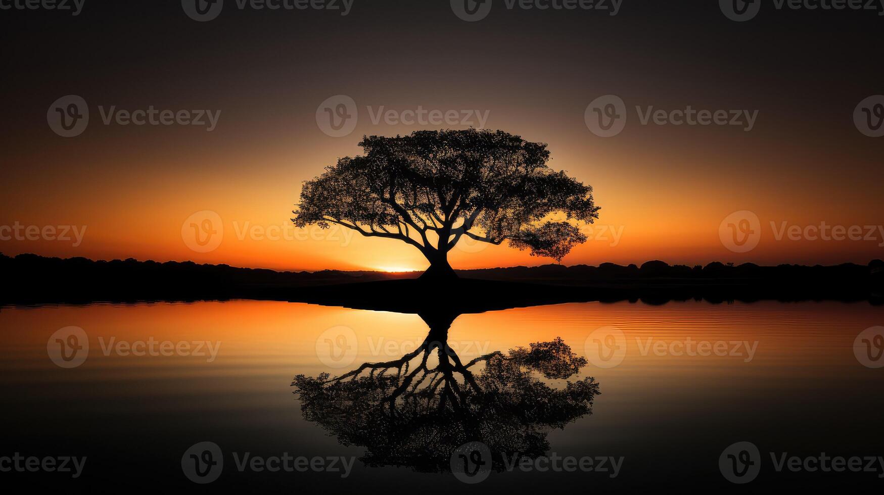 lake silhouette of tree photo
