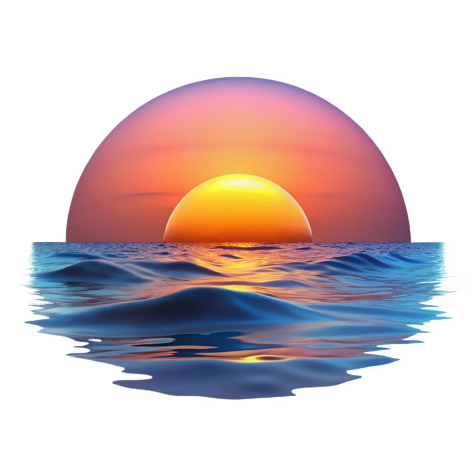 Ocean Sunset Vibrant Colors and Tranquil Waves png