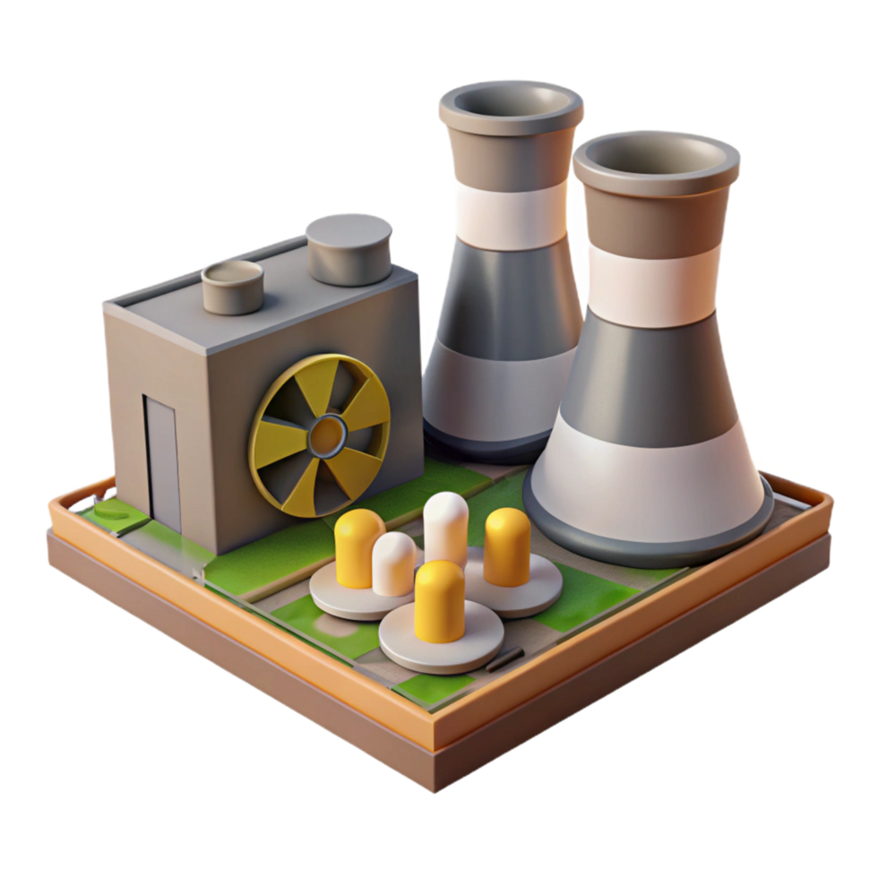 Isometric Illustration of a Nuclear Power Plant png