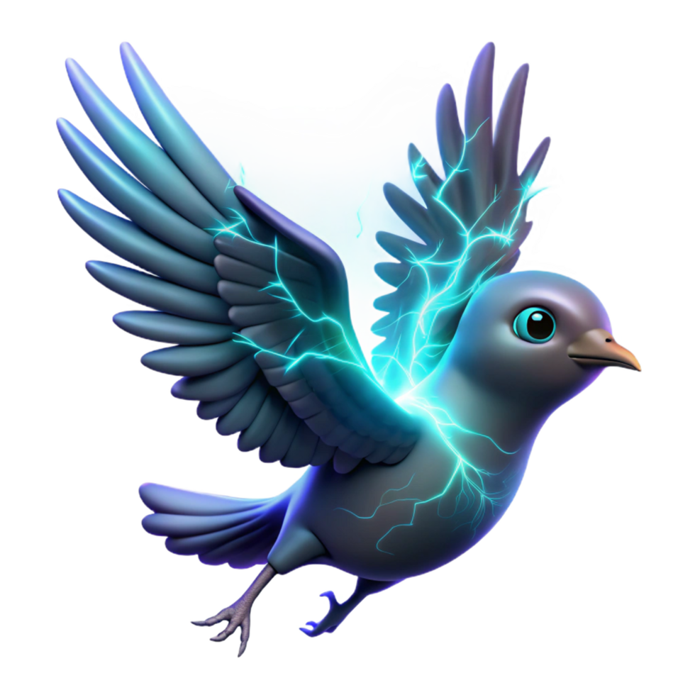 Electrified Avian A 3D Render of a Bird with Glowing Energy png