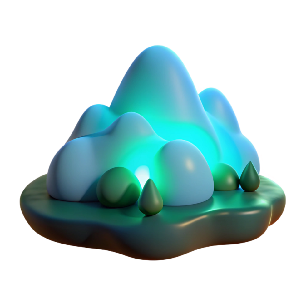 Glowing 3D Mountain Landscape png
