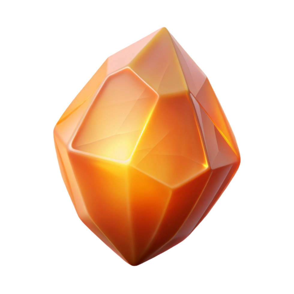 Luminous Amber Gem A 3D Render of a Sparkling Crystal png