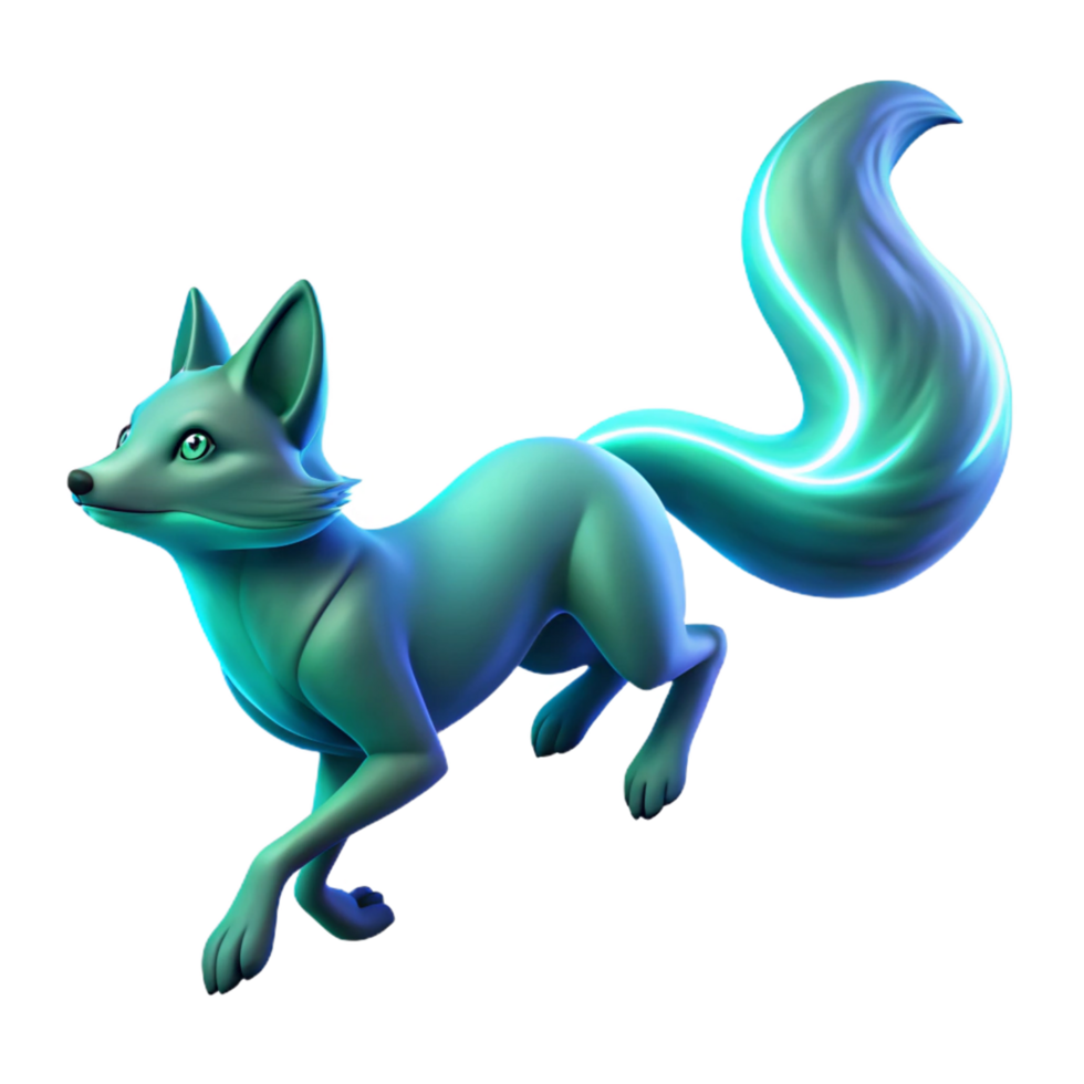 Luminous Fox A 3D Render of an Enchanting Creature png