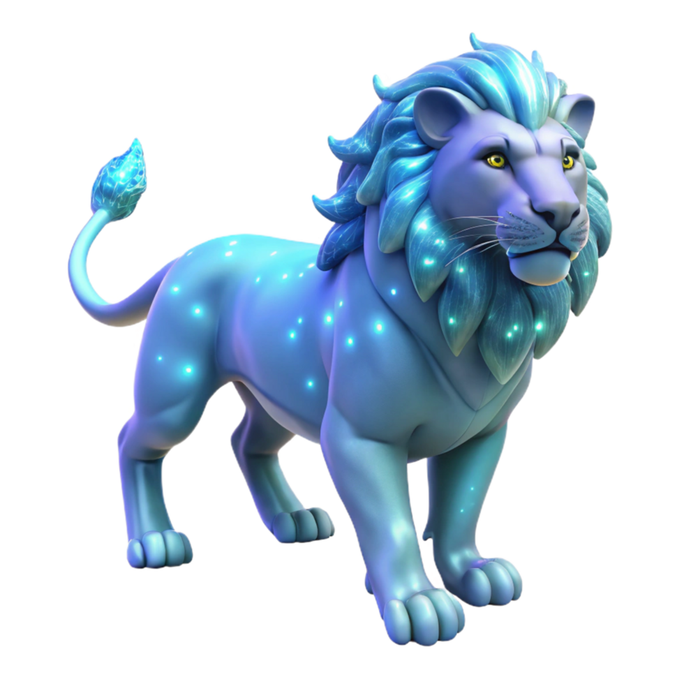 Luminous Celestial Lion A 3D Render of a Fantasy Creature png