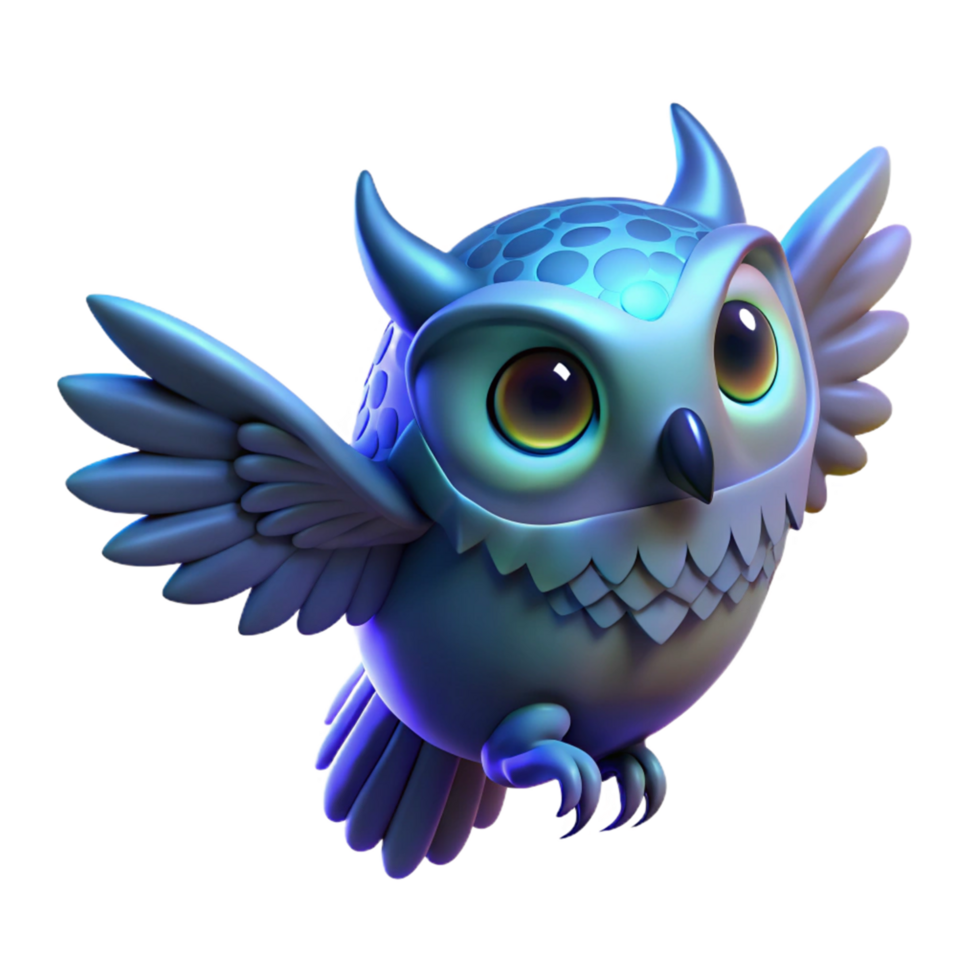 3D Render of a Fantasy Owl in Flight png