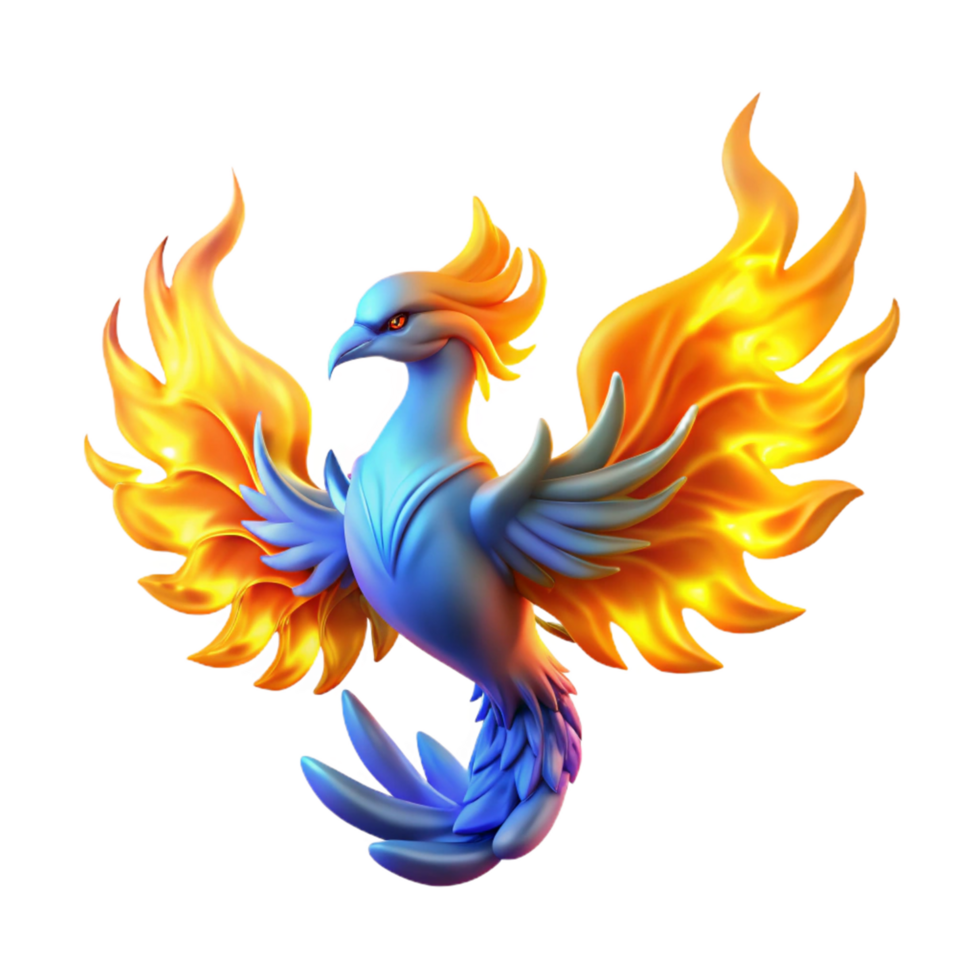 Fiery Phoenix A Digital Rendering of Mythical Bird png