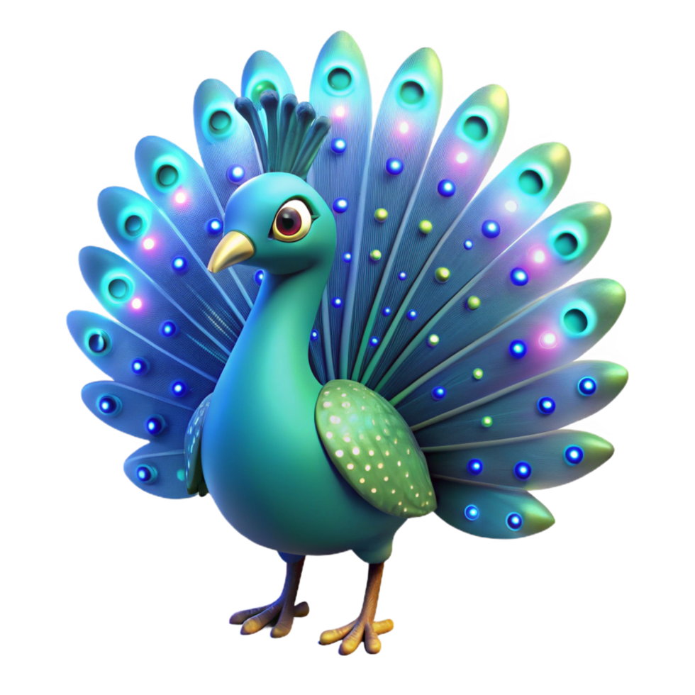 Luminous Peacock A 3D Render of a Sparkling Bird png