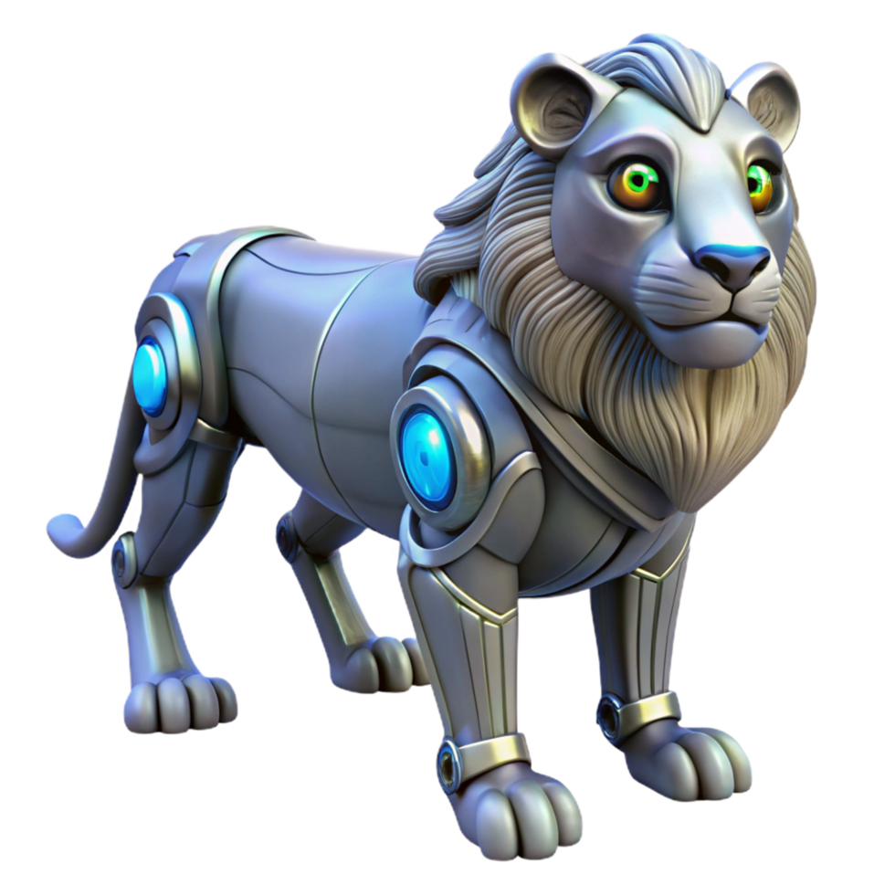 Robotic Lion 3D Render png