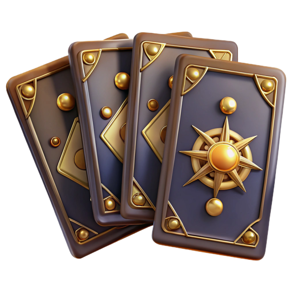 Mystical Golden Cards Fortune-Telling Game Design png