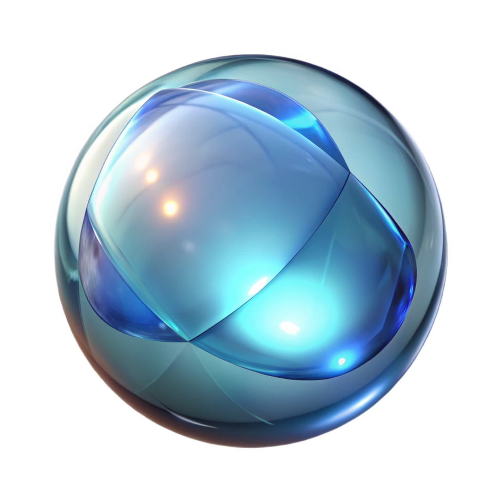 Abstract Orb Glowing Blue Glass Sphere, 3D Render, Futuristic Design, Digital Art, Geometric Shapes, Shiny Surface, Abstract Background, Blue Gradient, Light Effects, Sphere Illustration png