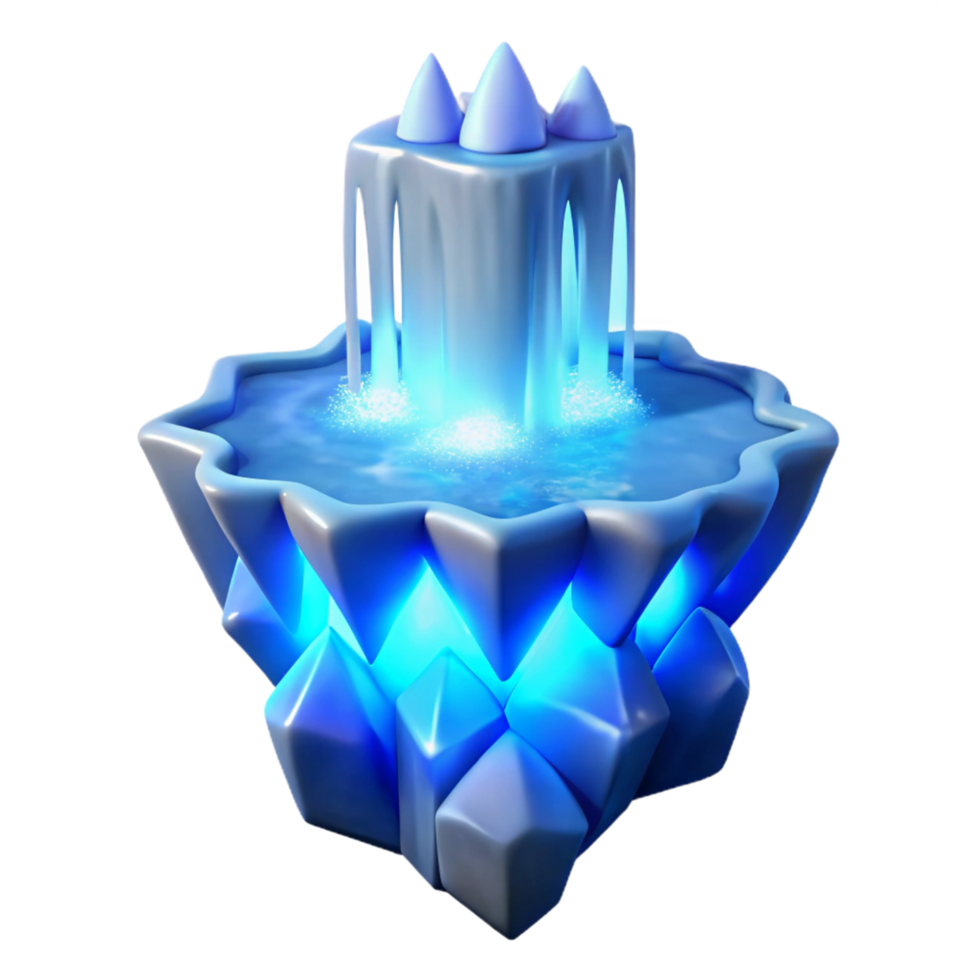 Luminous Crystal Fountain A 3D Render of a Fantasy Water Feature png