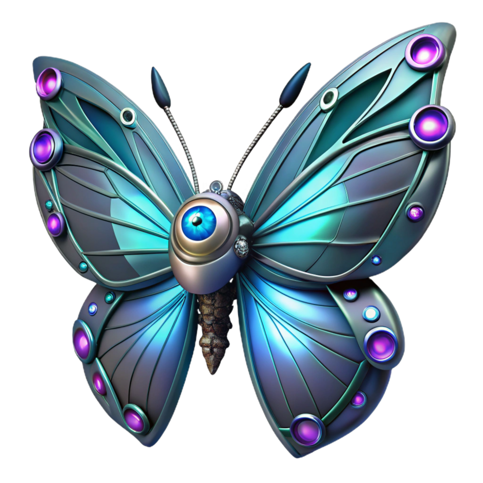 Cybernetic Butterfly A Futuristic Insect with Luminous Details png