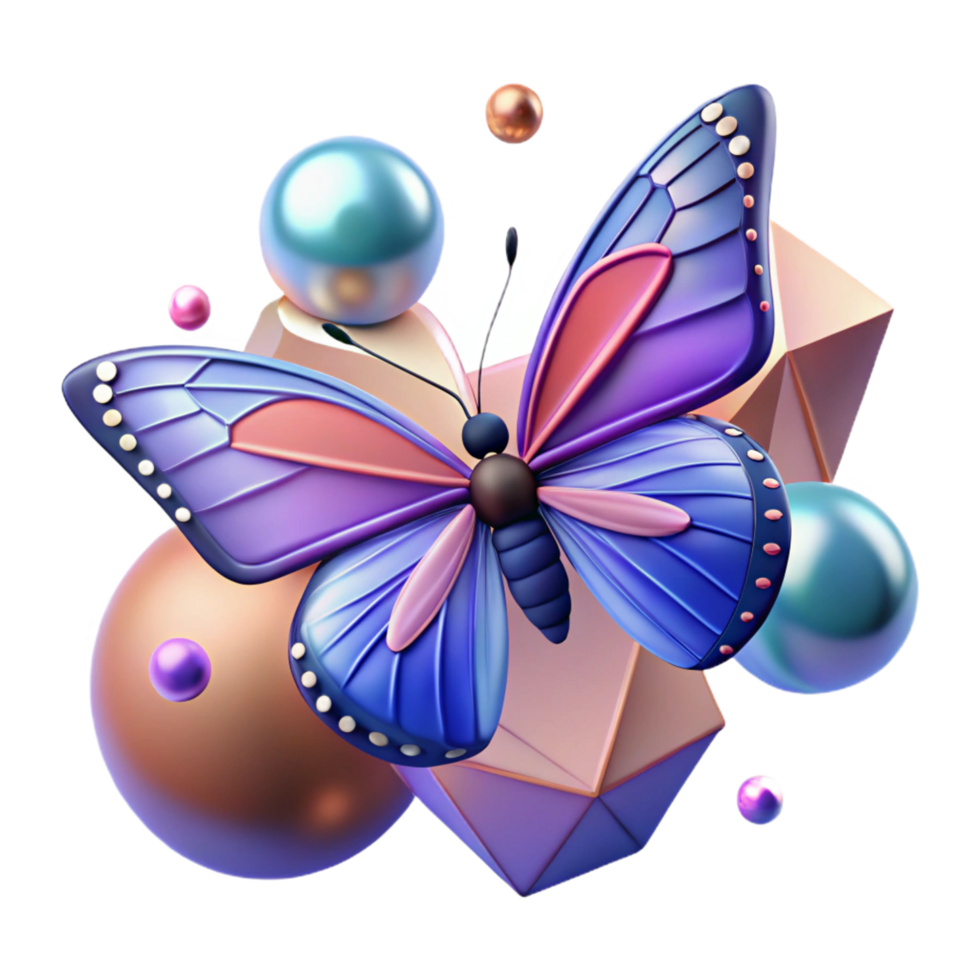 3D Butterfly with Abstract Shapes png