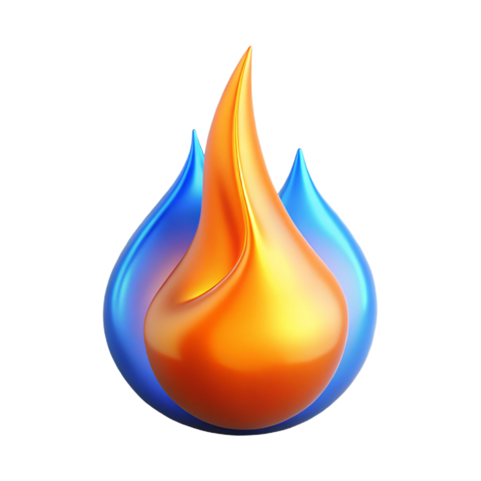 Abstract Flame Blue and Orange 3D Render png