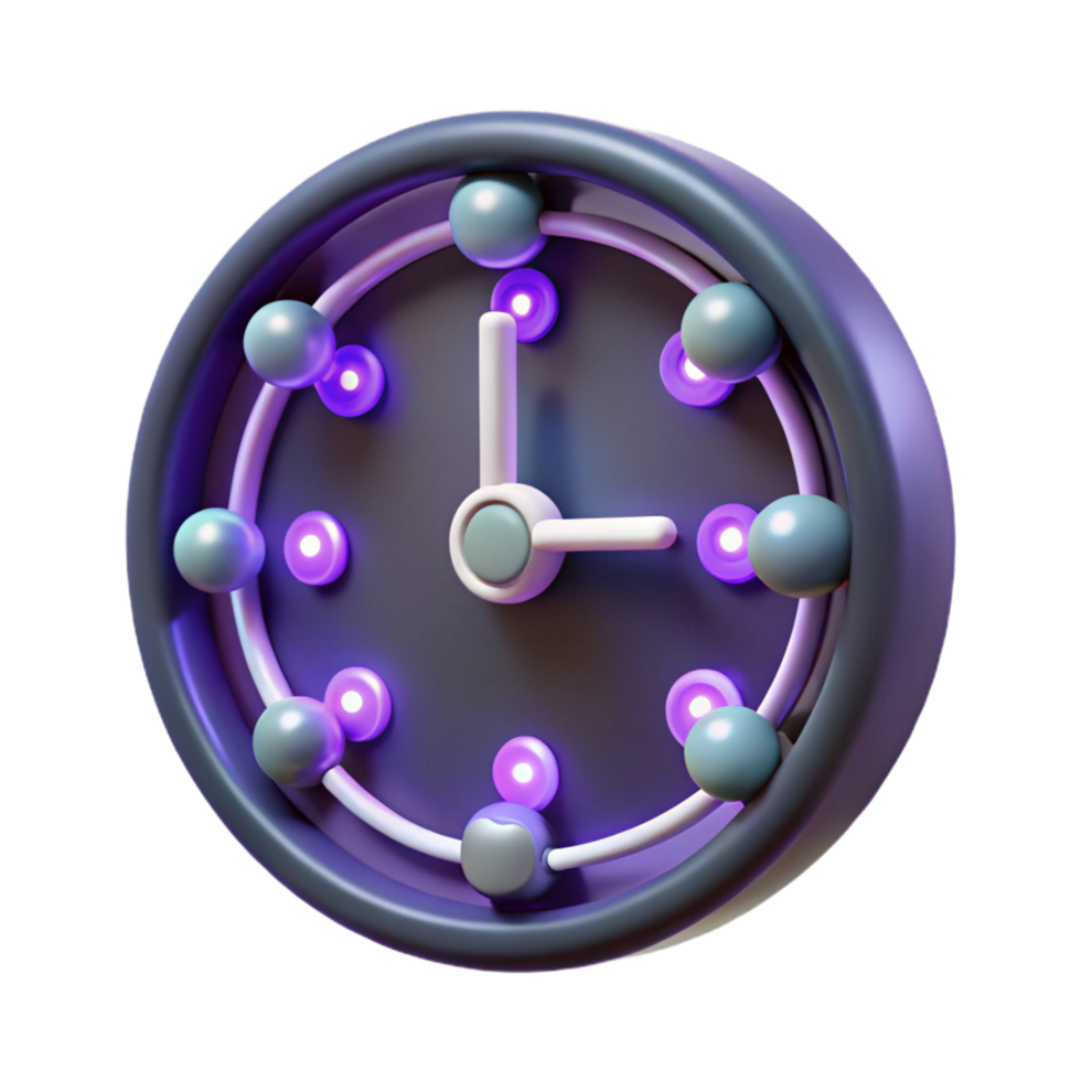 3D Render of Abstract Clock with Illuminated Elements png