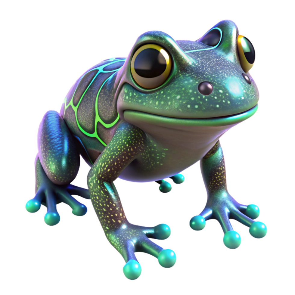Vibrant 3D Render of a Sparkling Frog png