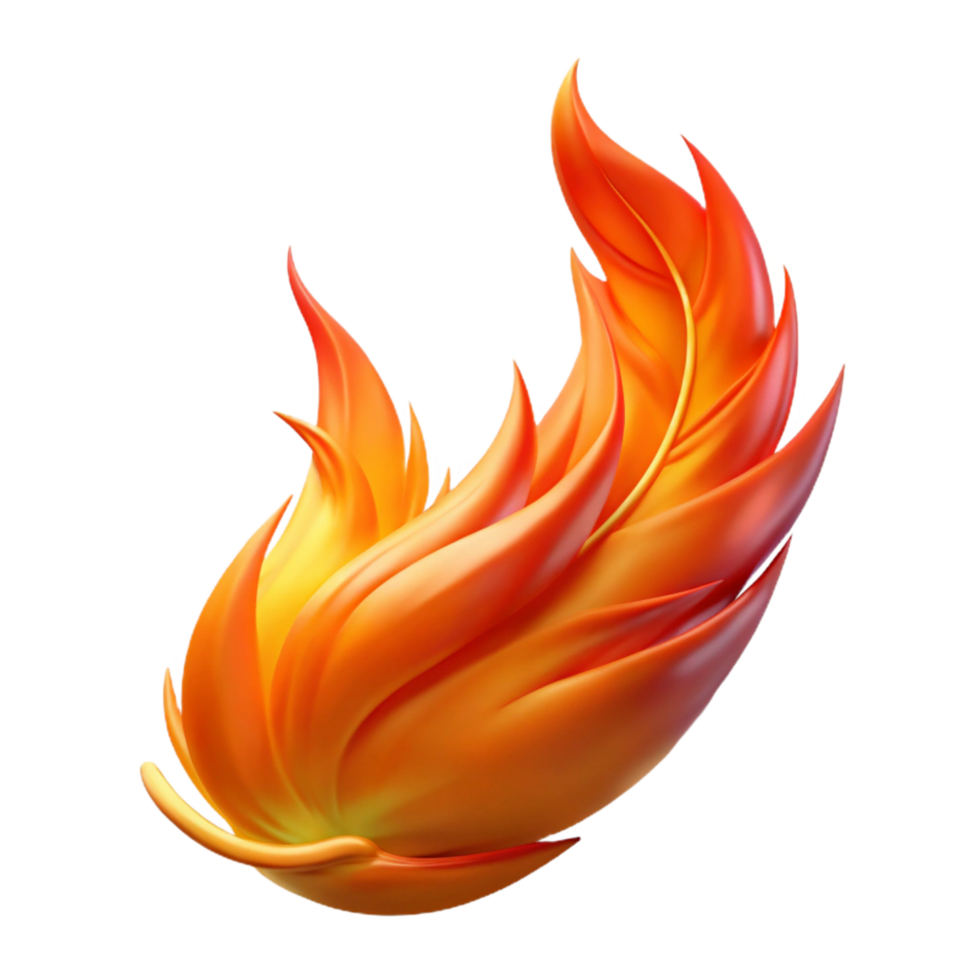 Abstract Flame Design 3D Render of a Fiery, Orange, Swirling Flame png