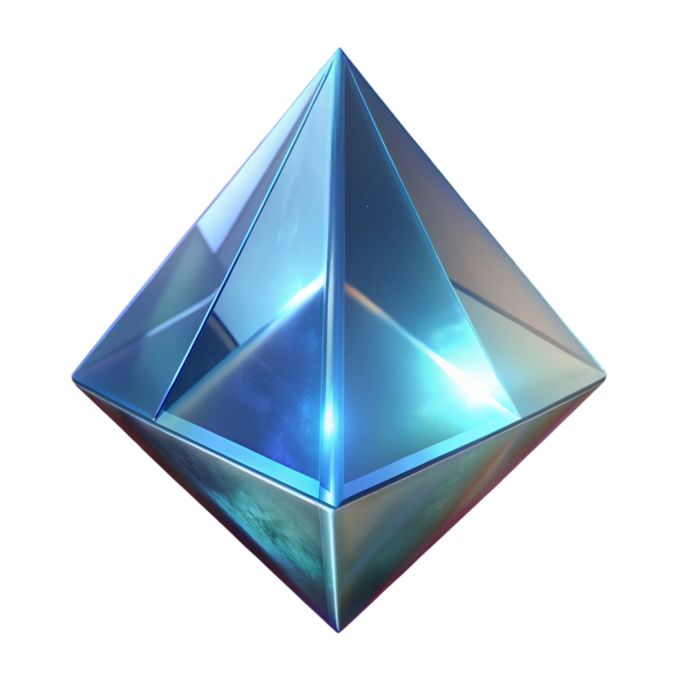 Luminous Glass Pyramid A 3D Render of a Sparkling, Crystalline Structure png