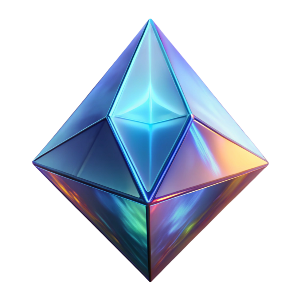 Iridescent Gemstone A 3D Render of a Faceted Crystal png
