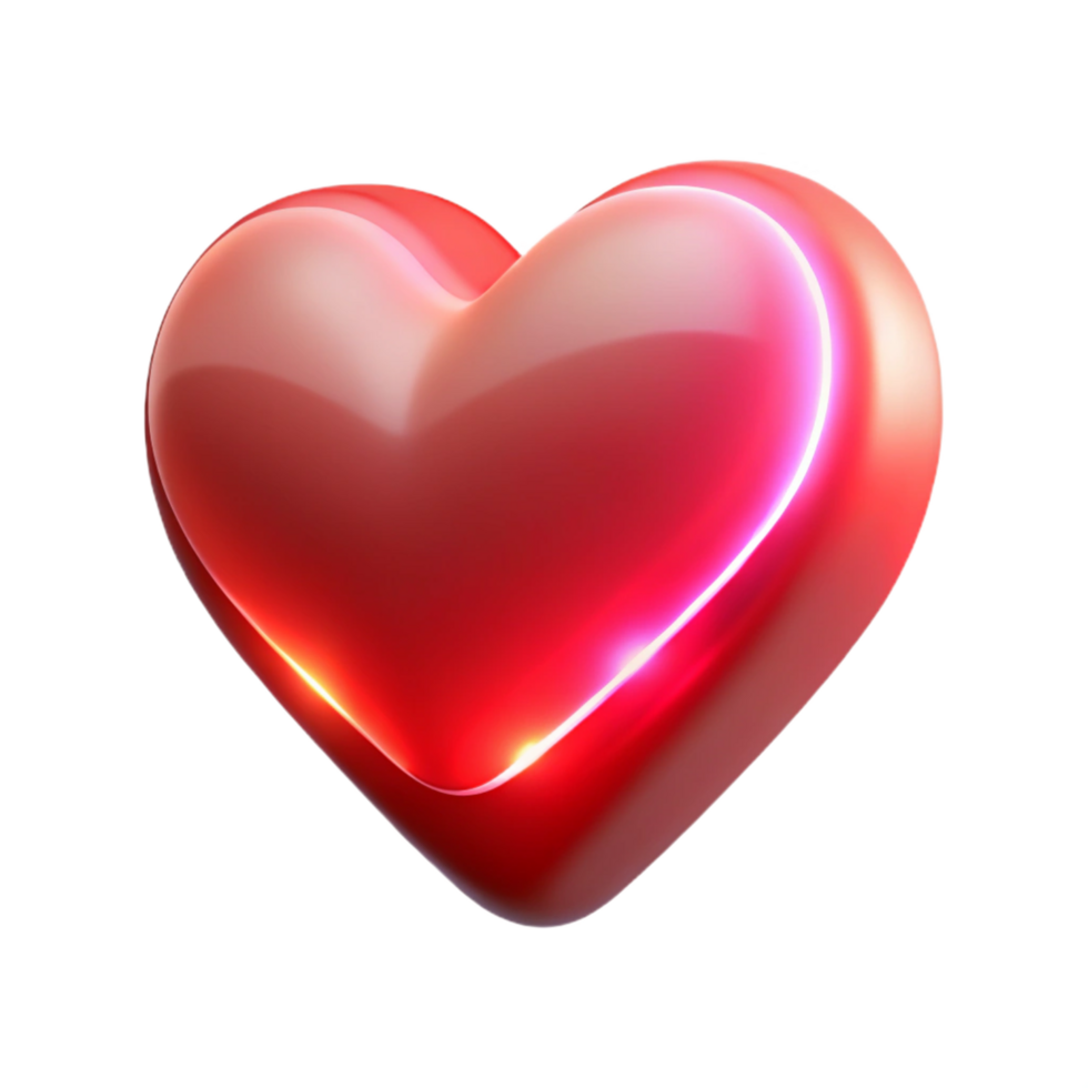 Glowing Red Heart 3D Render png