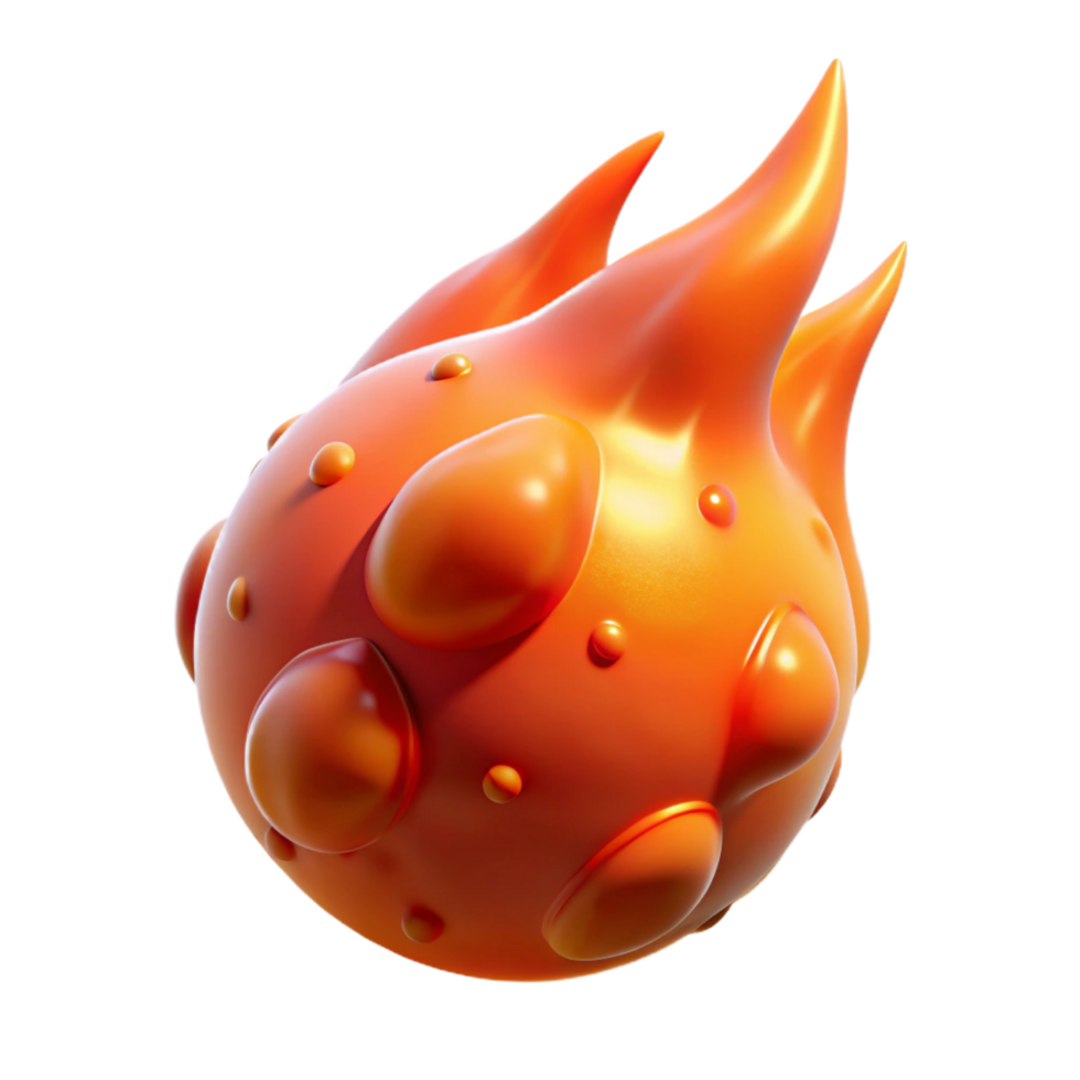 3D Render of Abstract Fire Orb with Bumpy Texture png