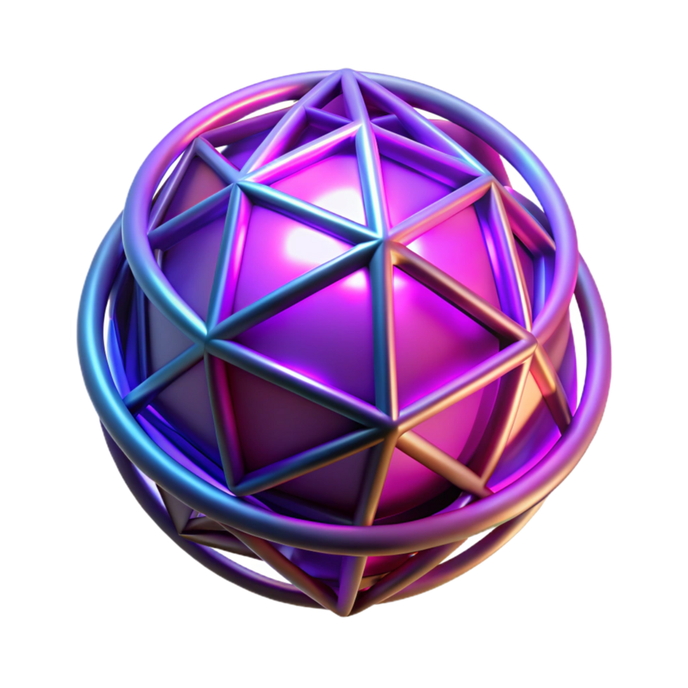 Abstract 3D Sphere Geometric Design with Gradient Colors png