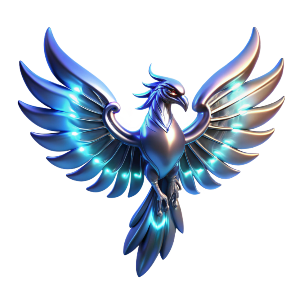 Metallic Phoenix A 3D Render of a Mythical Bird png