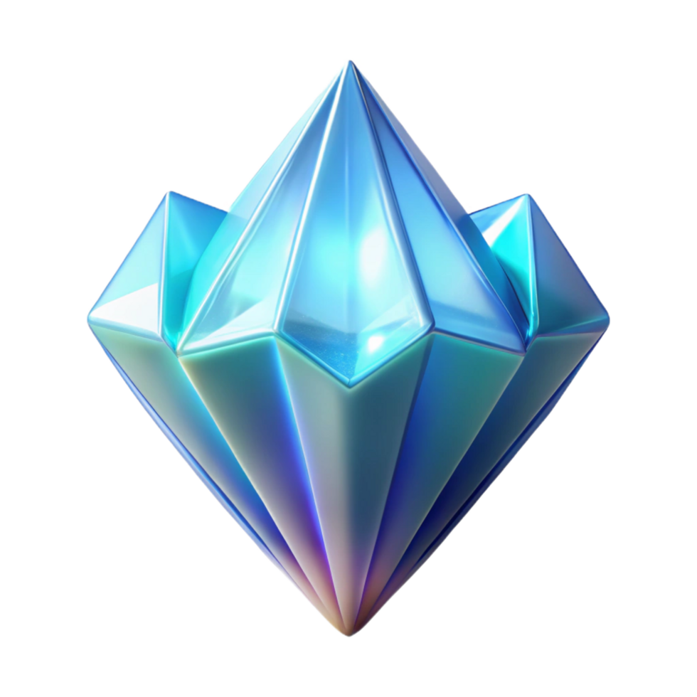 Luminous Crystal Geometry A 3D Render of a Faceted Gem png