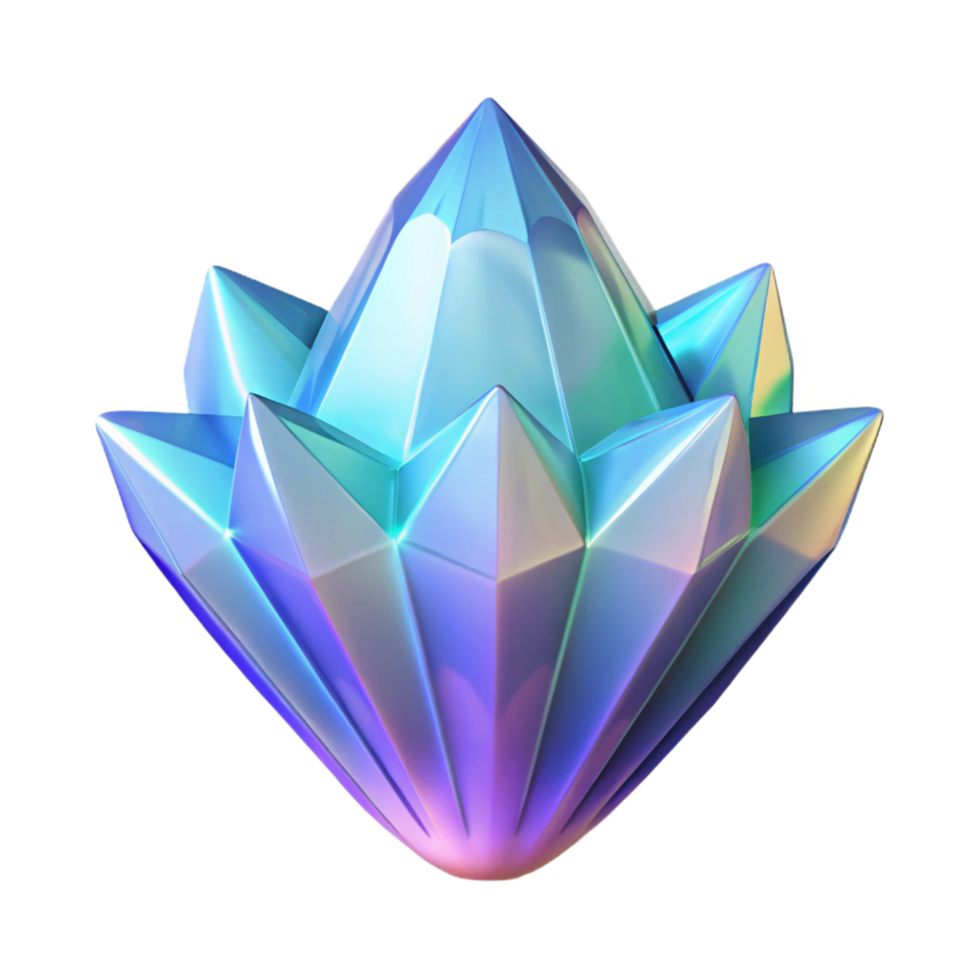Iridescent Crystal Structure Geometric 3D Model png