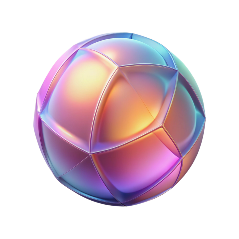 Iridescent Sphere Abstract 3D Render of a Geometric Orb with Gradient Colors png