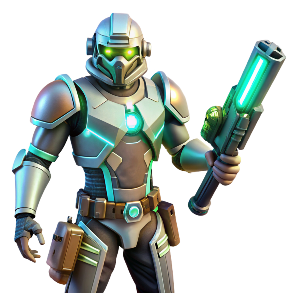 Futuristic Soldier with Energy Weapon Sci-Fi Combat Ready png