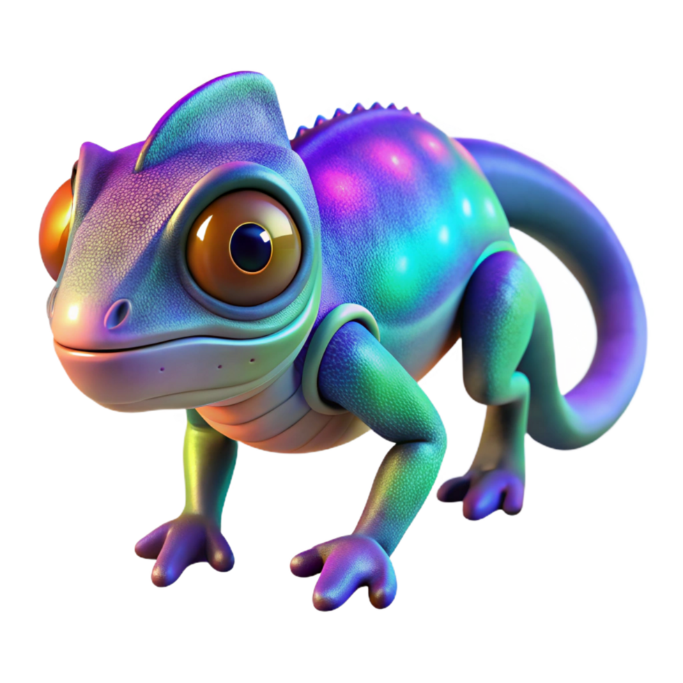 Vibrant Chameleon 3D Render png